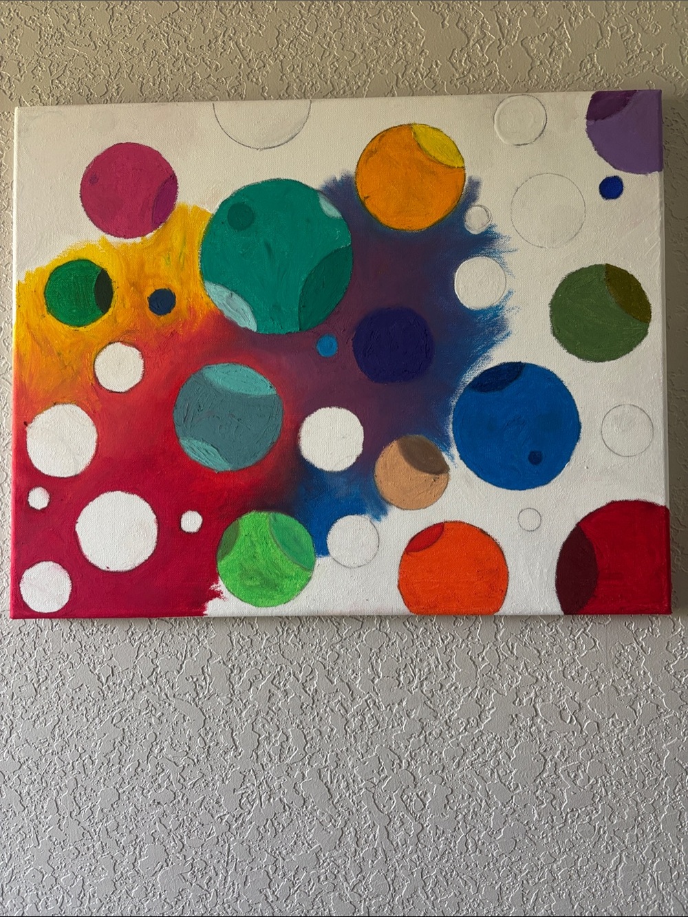 Original Colorful Abstract Circle Canvas Wall Art - Unbranded
